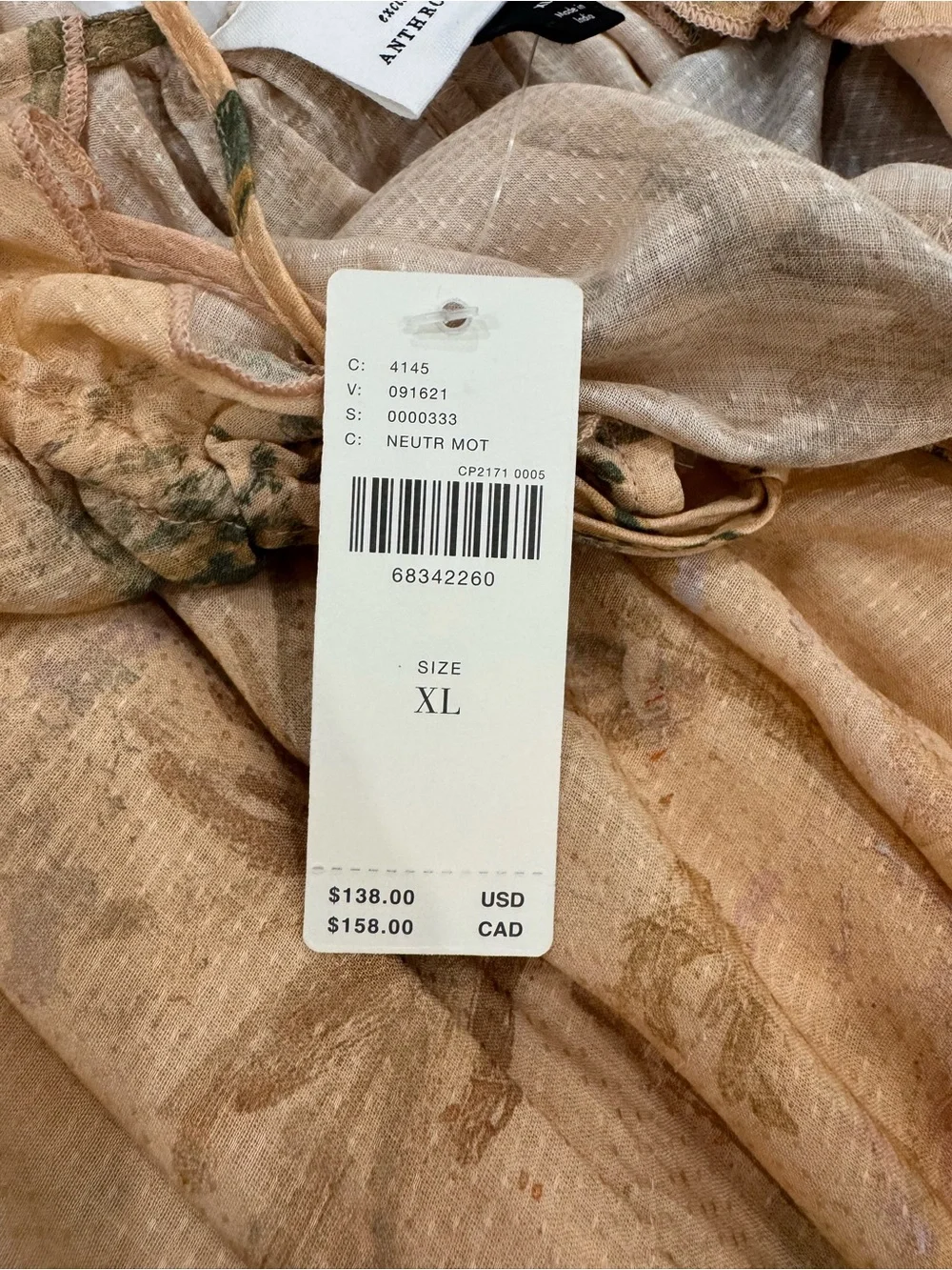 Anthropologie Peach and Olive Floral Maxi Dress - Picture 2 of 9